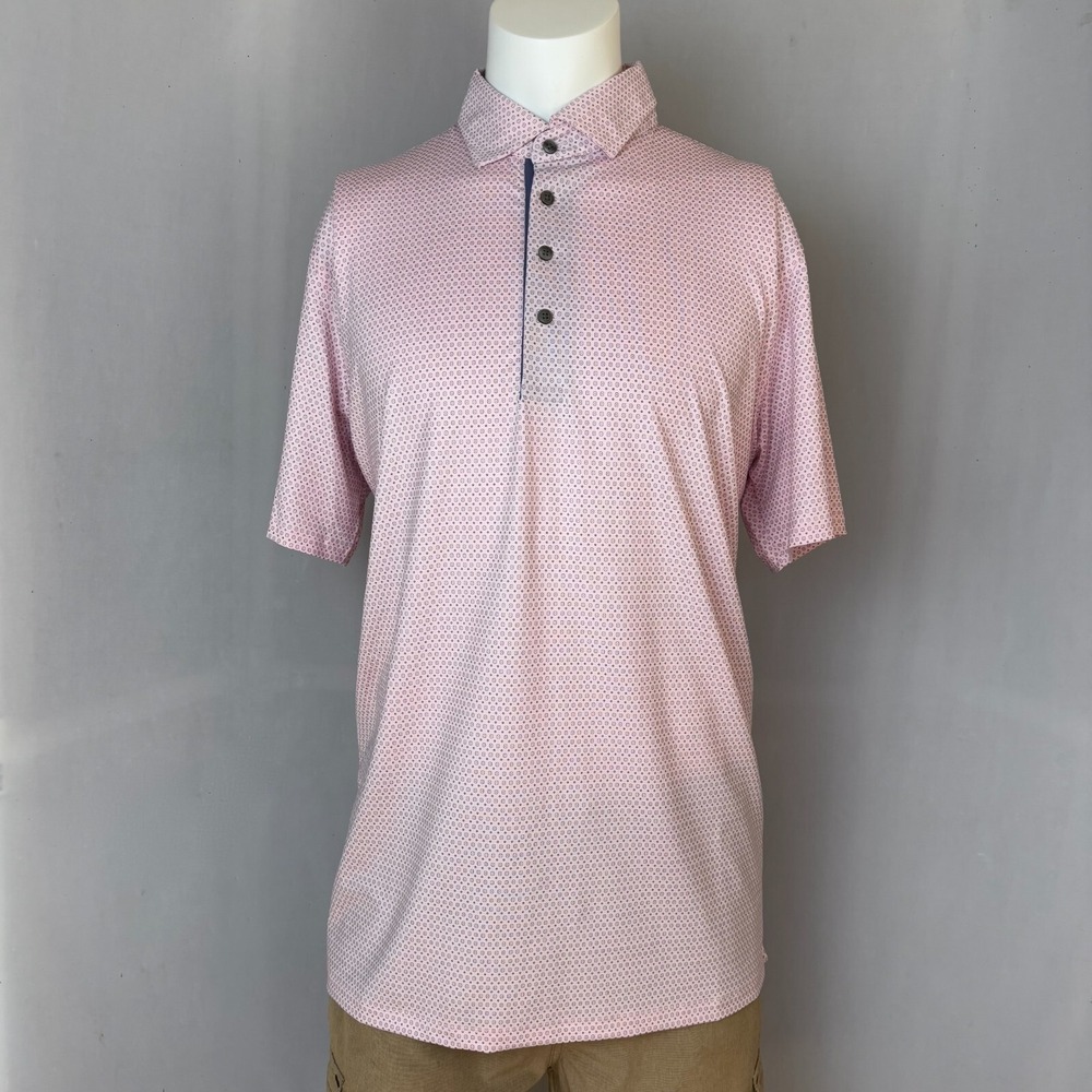 Greyson Golf Performance Polo Mens XL Blossom Pink Sky Fall Pattern